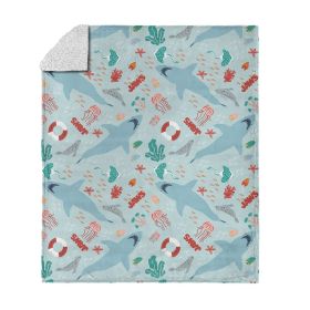 Jaws Coastal Sharks Silk Touch Sherpa Throw Blanket 50x60 inches