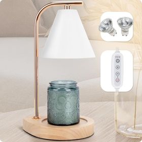 Candle Warmer Lamp with Retro Wooden Base - Home Decor Wax Melt for Small and Large Jar Candles, Candle Heater Lamp with 2 Bulbs