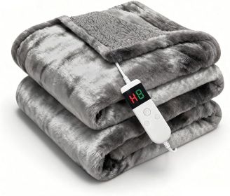 Electric Heated Blanket Throw 50''x60''Size Faux Fur Heating Blanket 10 Heating Settings, 1-8h Timer & Overheat Protection, Machine Washable