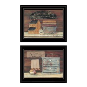 "Hot Bath / Clean Towels 2(17X14) Collection" 2-Piece Vignette By Pam Britton, Black Frame