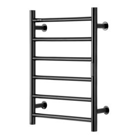 VEVOR Towel Warmer Heated Towel Bar-Rack - Nopwer Bathroom Wall Mounted Electric Towel Drying Plug-in Matte Black 6 Bars