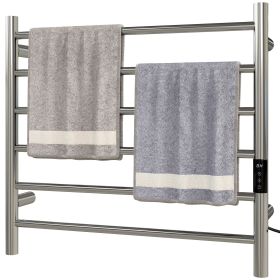 Towel Warmer, Stainless Steel Smart WiFi Heated Towel Rack, Wall Mounted with 6 Bars and Adjustable Temperature, Silver