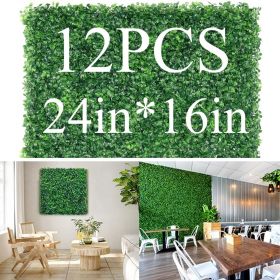 12 pcs Artificial Boxwood Panel  Boxwood Hedge Wall Panels Artificial Grass Backdrop Wall 24X16 Green Grass Wall