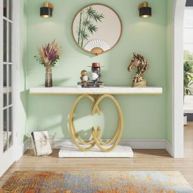 Console Table (Color: White & Gold)