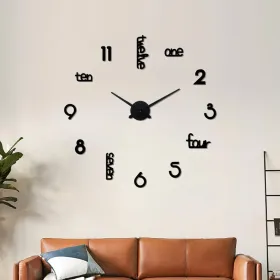 Large Modern Art Deco Wall Clock Silent Acrylic Unique Decorative Wall Clocks For Living Room Bedroom Home Office Hotel Classroom (Black) (Option: black)